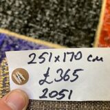 Distressed vintage turkish patchwork rug 251x170 cm wool large