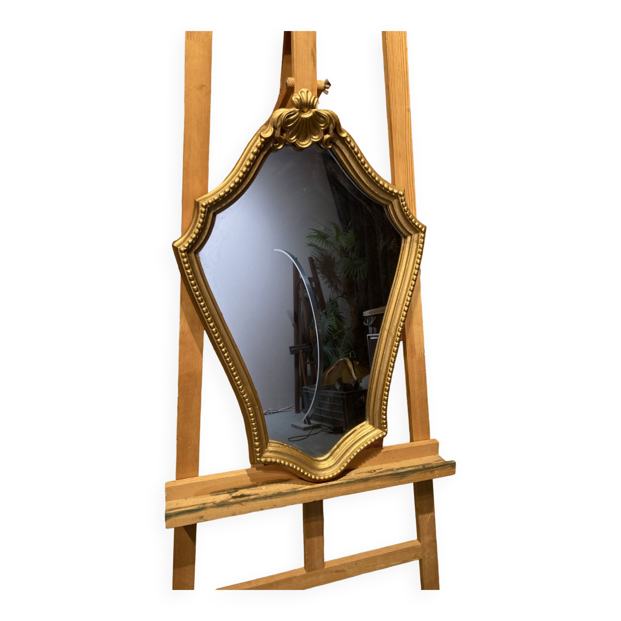 Wooden mirror painted gold