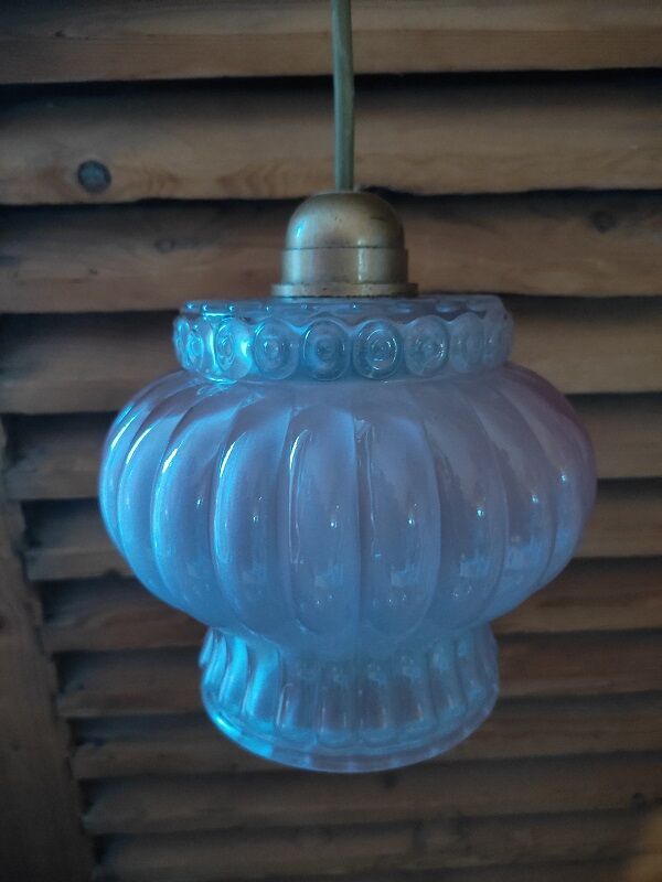 Pendant lamp globe molded glass rose