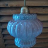 Pendant lamp globe molded glass rose