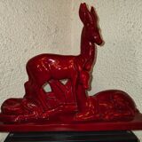 Earthenware sculpture of Saint Clement representing antelopes signed Charles Lemanceau