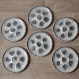 Set of 6 vintage oyster plates Moulin-des-Loups - Orchies - Grand Feu decor