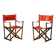 Pair Mogens Koch MK-16 Folding Chair in Oak Wood with Red Leather for Valma