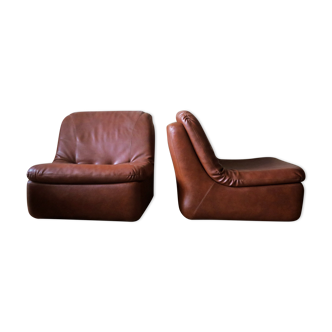 Pair of Mid-Century Leather Modular Lounge Chairs, 1970