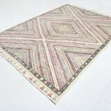 7x10 Handmade Wool Vintage Kilim Rug, 210x292Cm