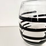 Vintage Kosta Boda Clear & Black Swirl Striped Art Vase, Sweden, 1990s