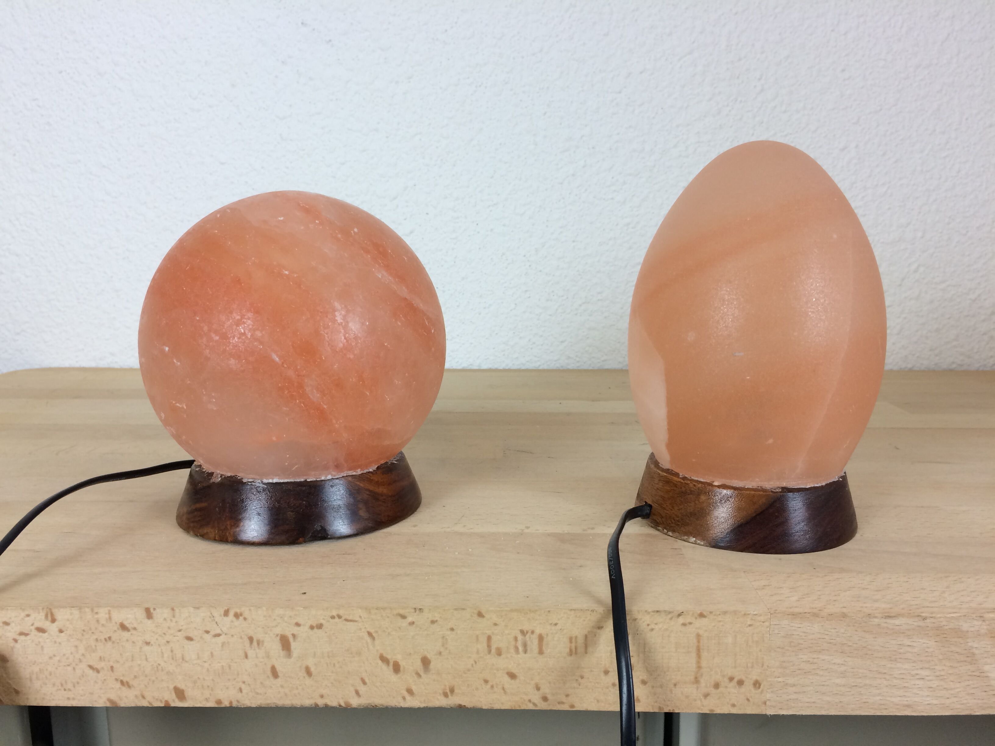 Ball and egg lamps in vintage pink salt stone