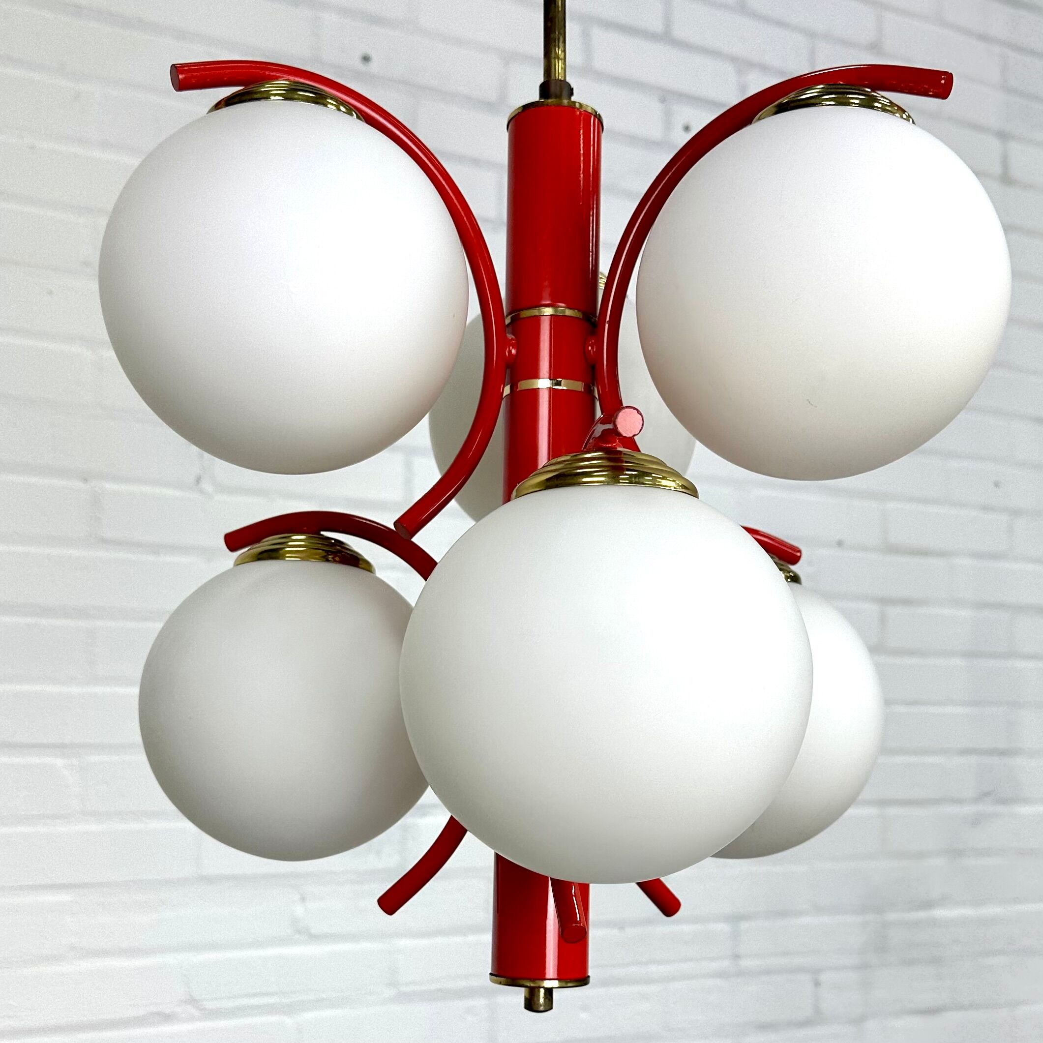 Richard Essig space age design lampe suspendue rouge