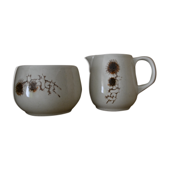 Sarreguemines milk jug and bowl thistle pattern