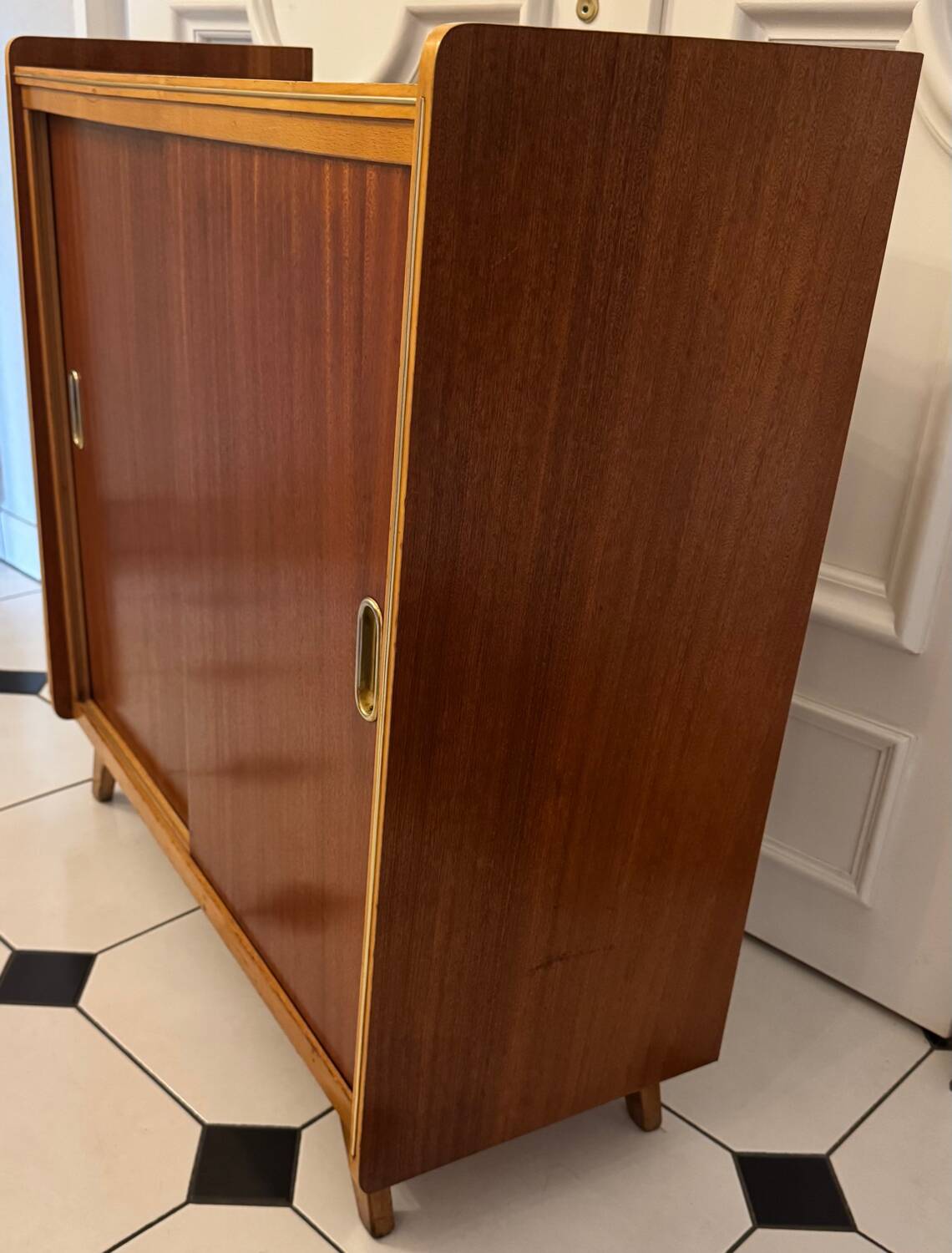 Vintage shoe cabinet with compass legs