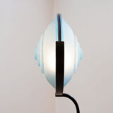 Floor lamp in metal and sandblasted glass disc