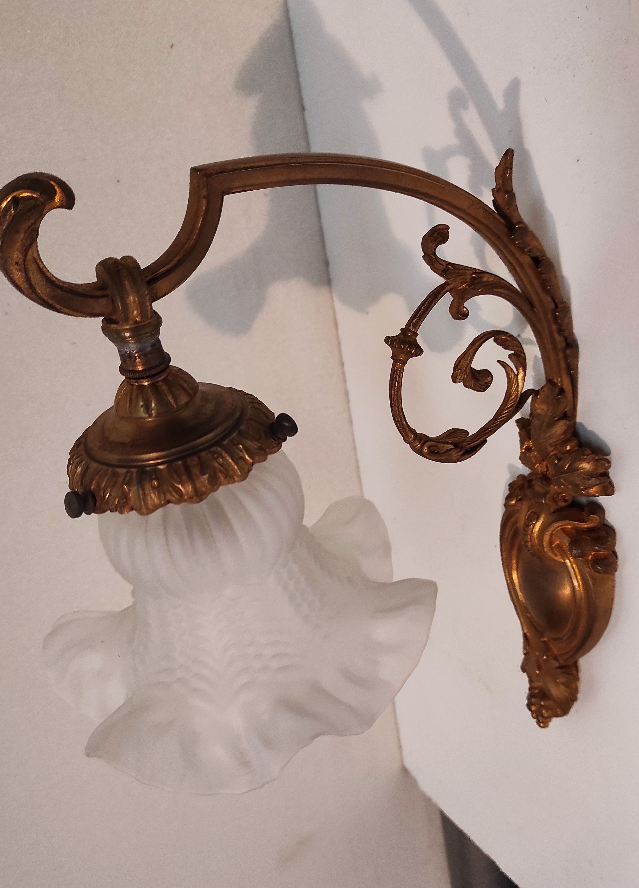 Art Nouveau wall art deco lampshades day tulip pressed glass brass rising