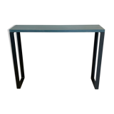 Console tray wood base footing steel