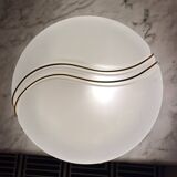 Hollywood Regency Metal-Lux Glass Ceiling Light Italy 1980s