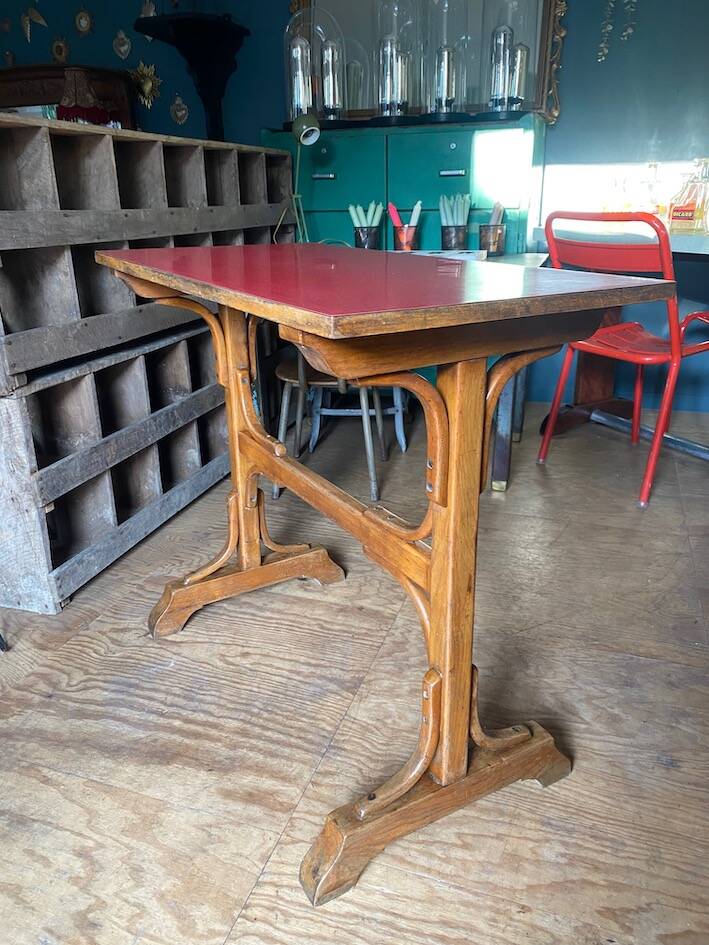 Red Formica bistro table 1950