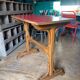 Red Formica bistro table 1950
