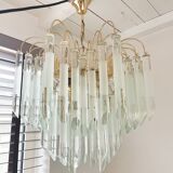 Vintage italian brass and glass chandelier, 1970s