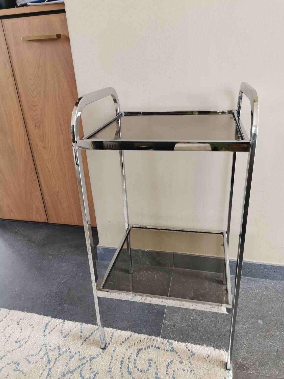 Small vintage chrome metal shelf