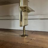 Wall-mounted and modular bookcase in lacquered brass, mirrors and smoked glass by Mahey, Design 1970