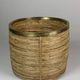 Set of 5 rattan pencil reed and brass plant holder baskets, Italy 1970s