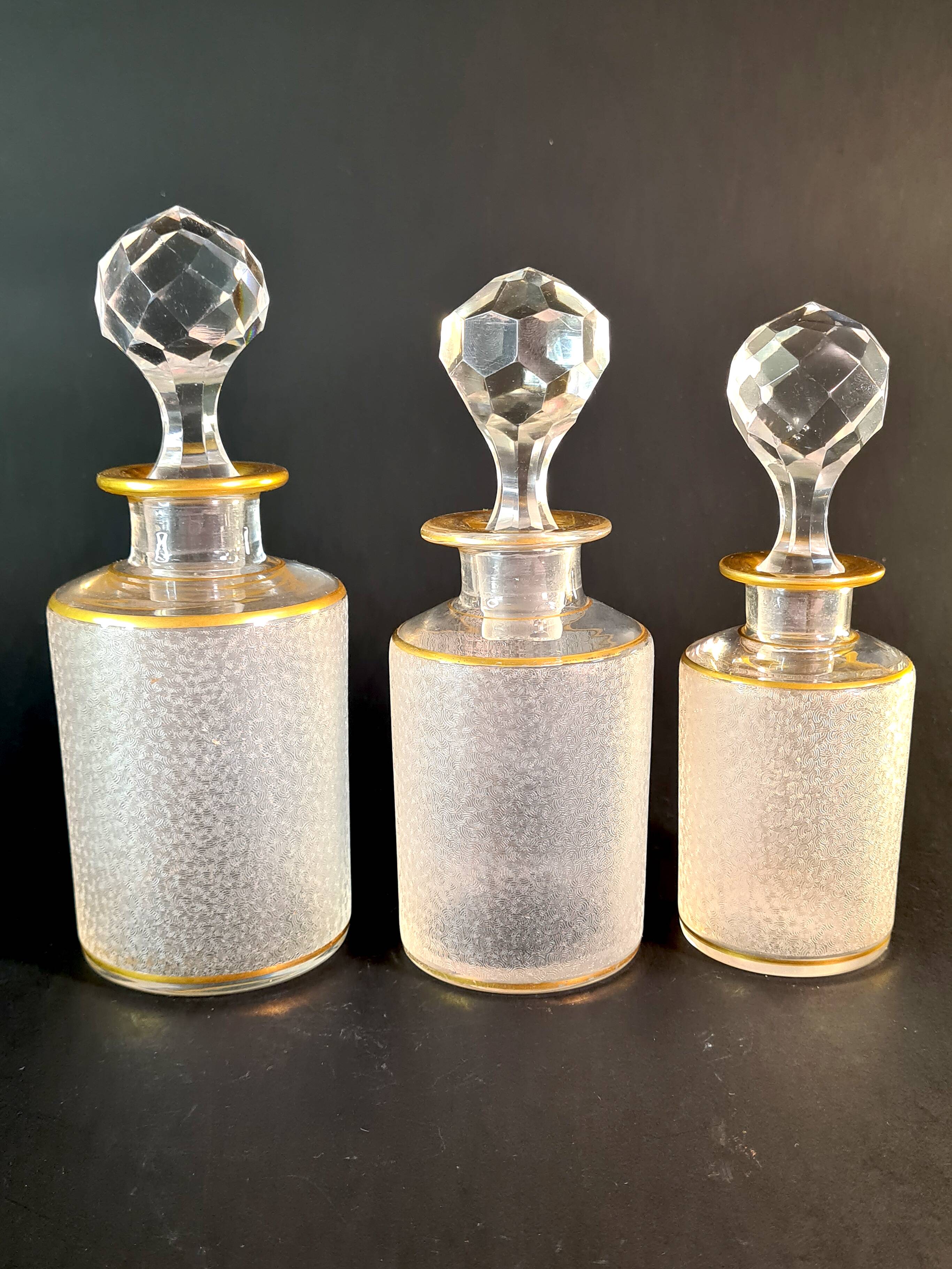 Napoleon III frosted crystal toilet set by Saint Louis