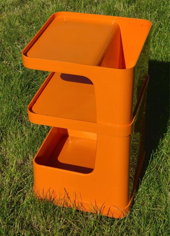 Vintage bedside cabinet storage flair prisunic orange