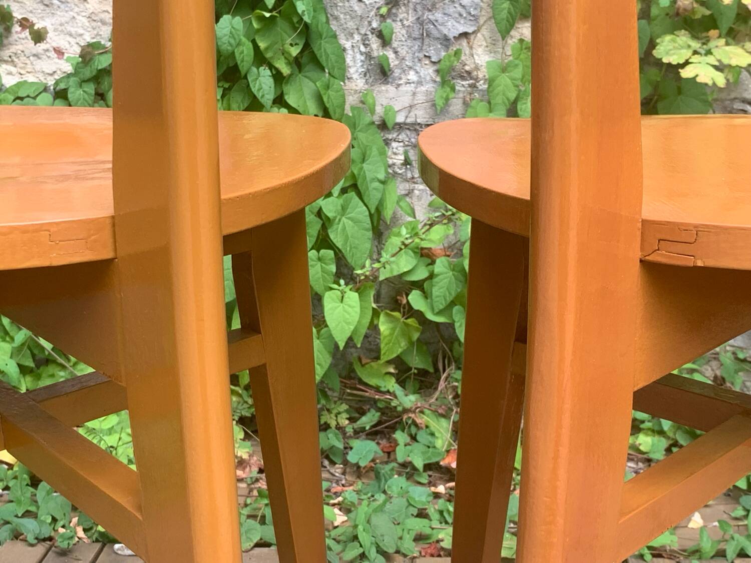 Pair of caramel bistro chairs 1950
