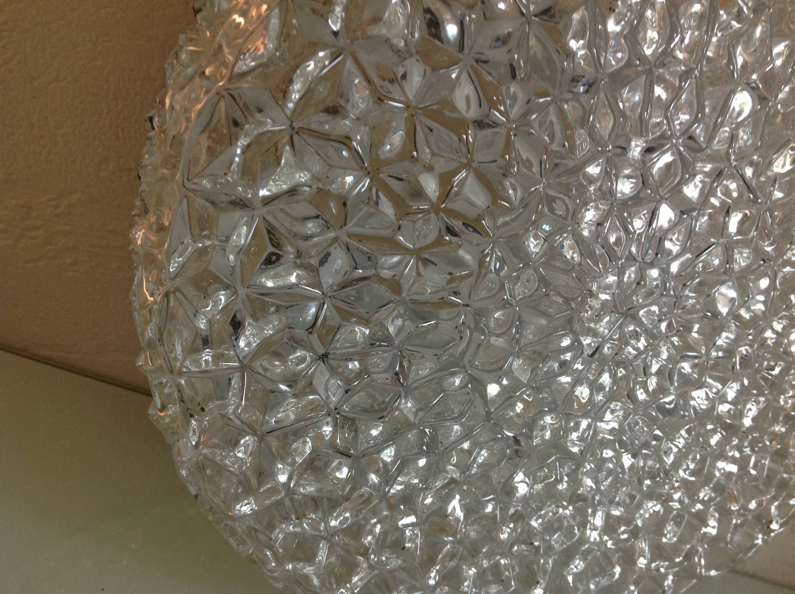 Plafonnier rond en verre pointes de diamants par RZB Leuchten / vintage années 60-70