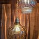 Vintage amber cascading suspension globes