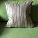 Housse de coussin en lin rayé
