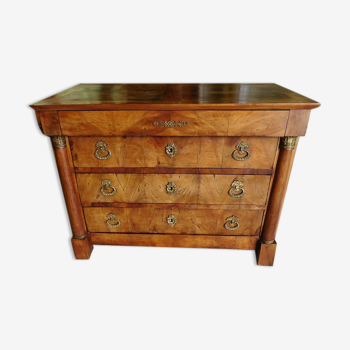 Commode empire a demi colonnes et bronze