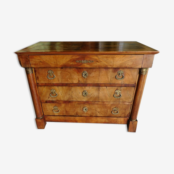 Empire chest of drawers with half columns and bronze