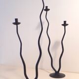 2 Hysteria double wrought iron candle holders - vintage brutalist design
