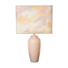 Lampe rose en céramique abat jour pastel années 90