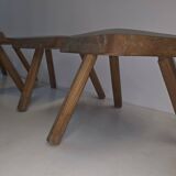 Set of 4 solid wood shepherd's stools