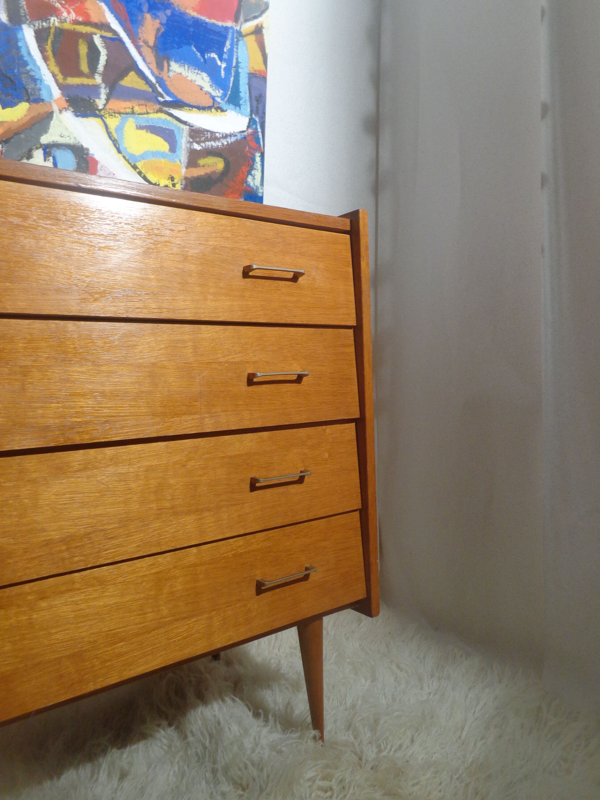 60s light wood chest of drawers