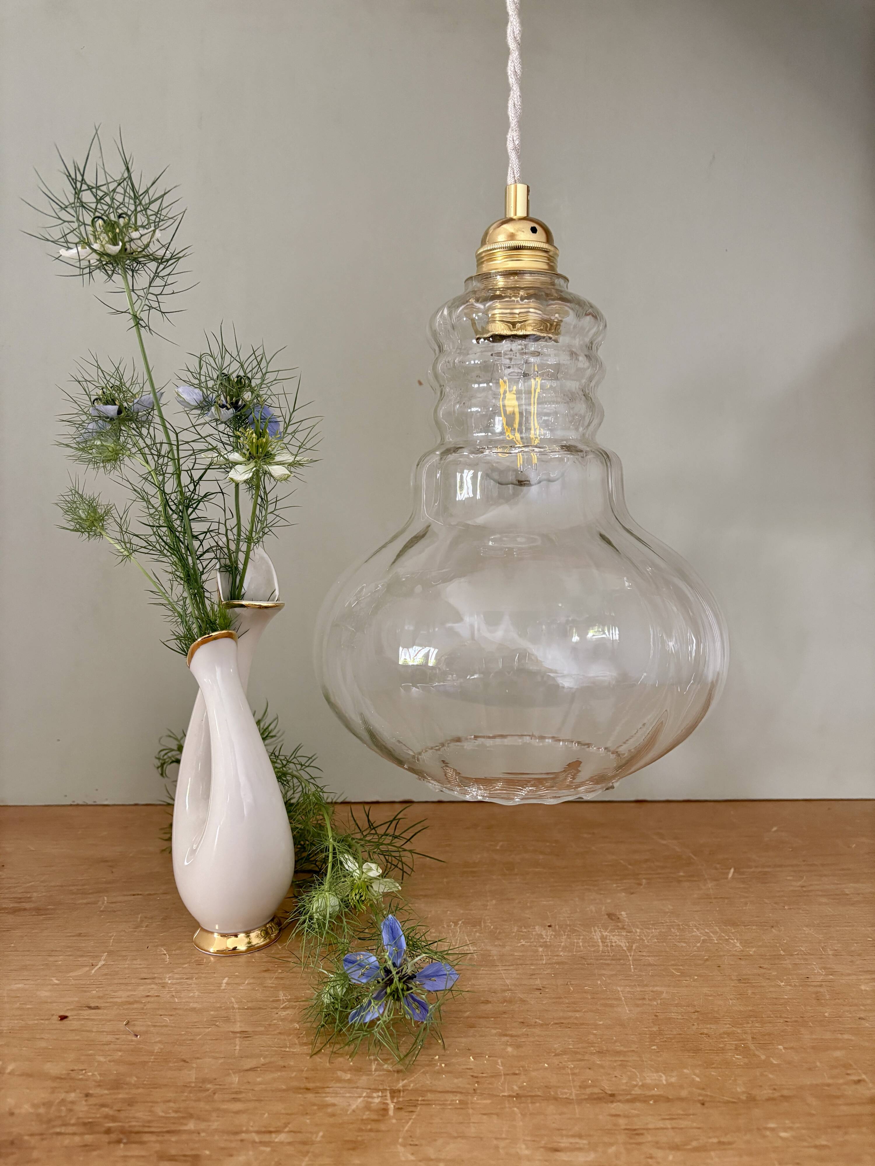 Vintage clear glass globe pendant light