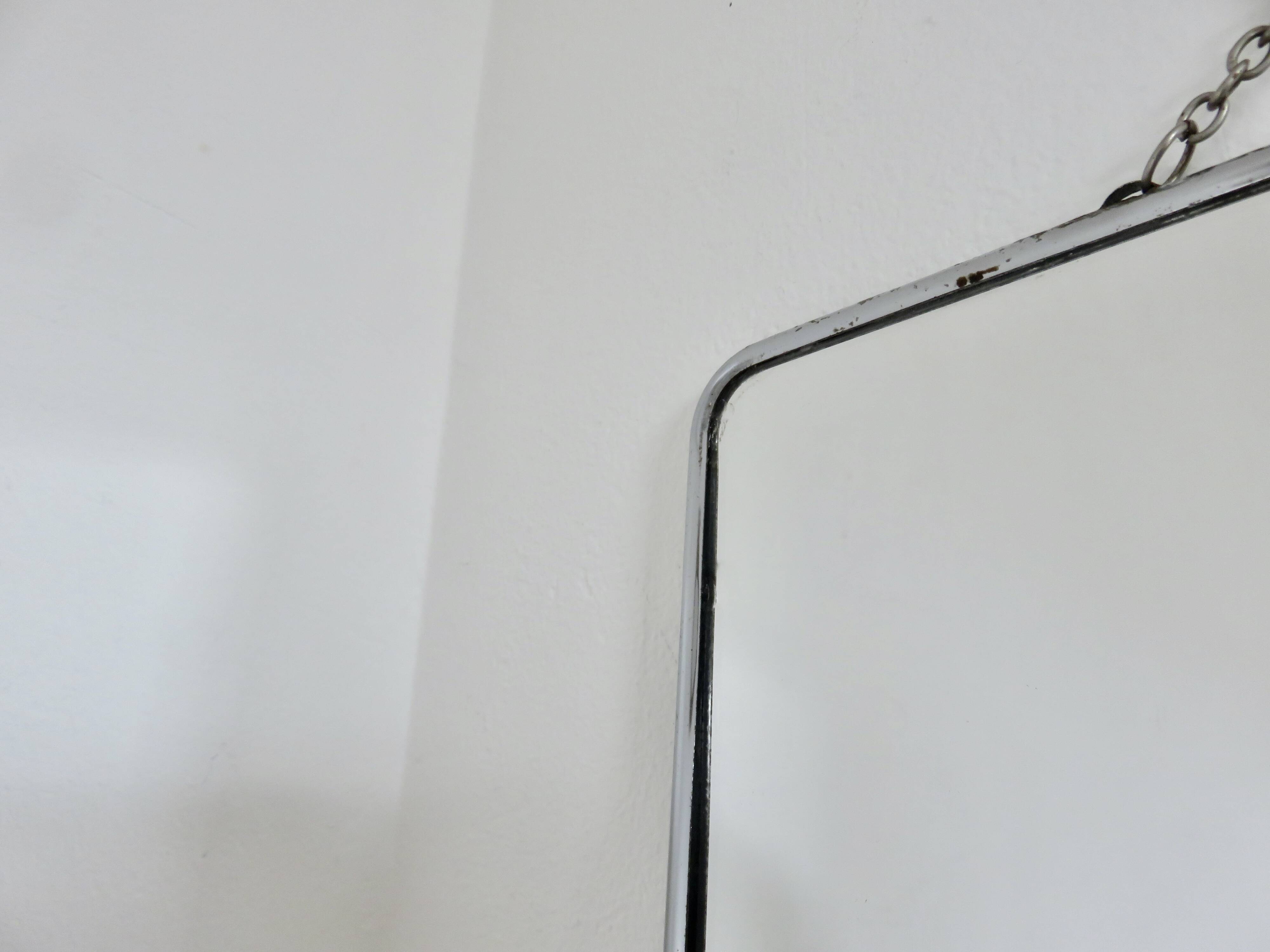 Antique large barber's mirror with chain, 1950s-60s