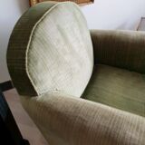 Fringed velvet armchair