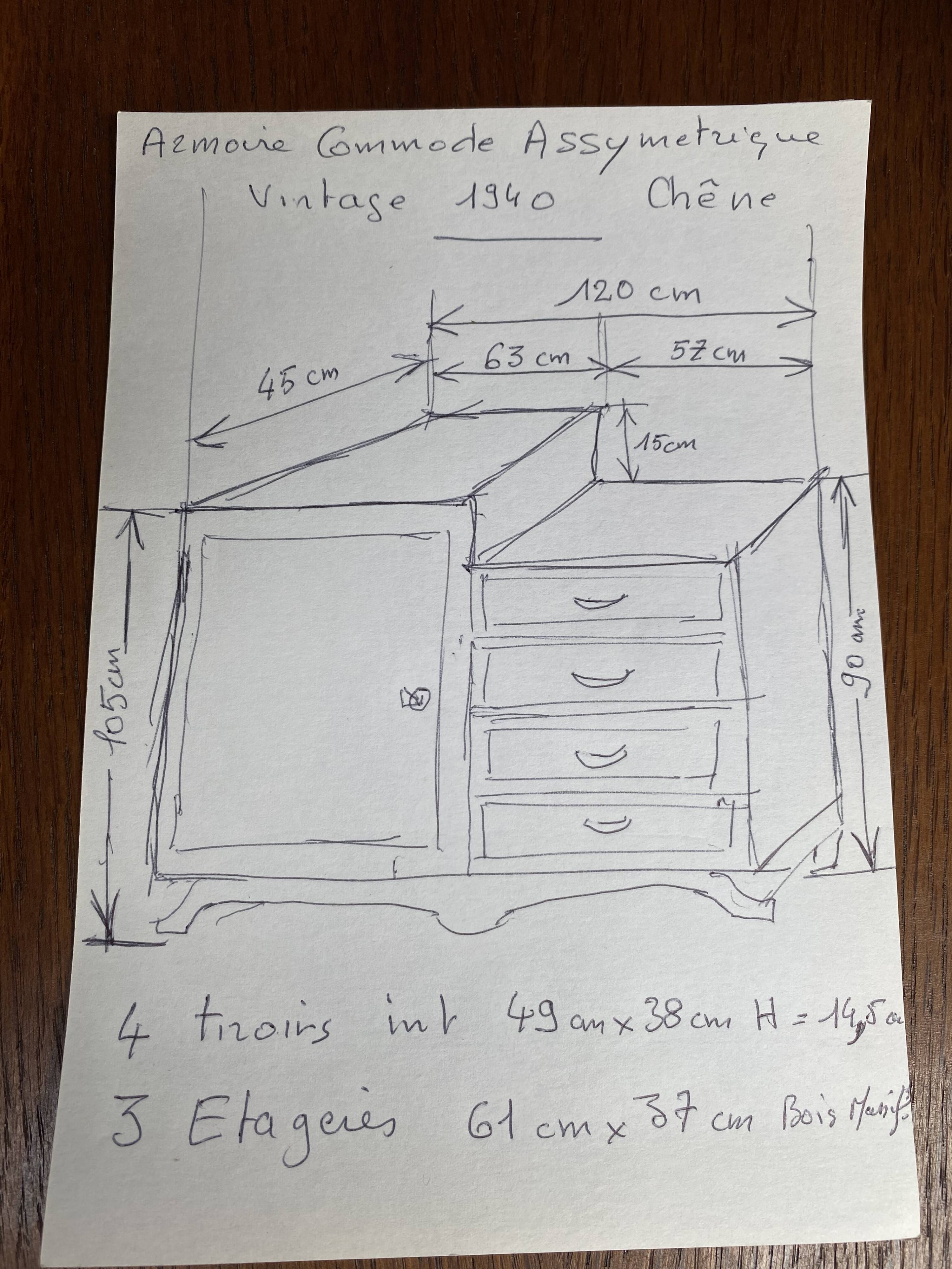 Petite armoire-commode asymétrique vintage