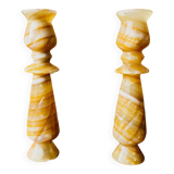 Pair of vintage candlesticks in vintage onyx marble.