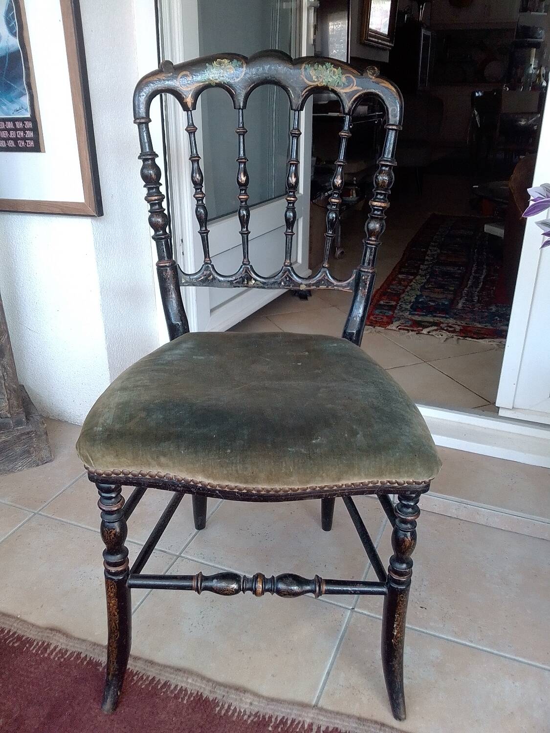 Napoleon III chair in blackened painted wood