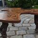 Modular coffee table in vine shoot marquetry.