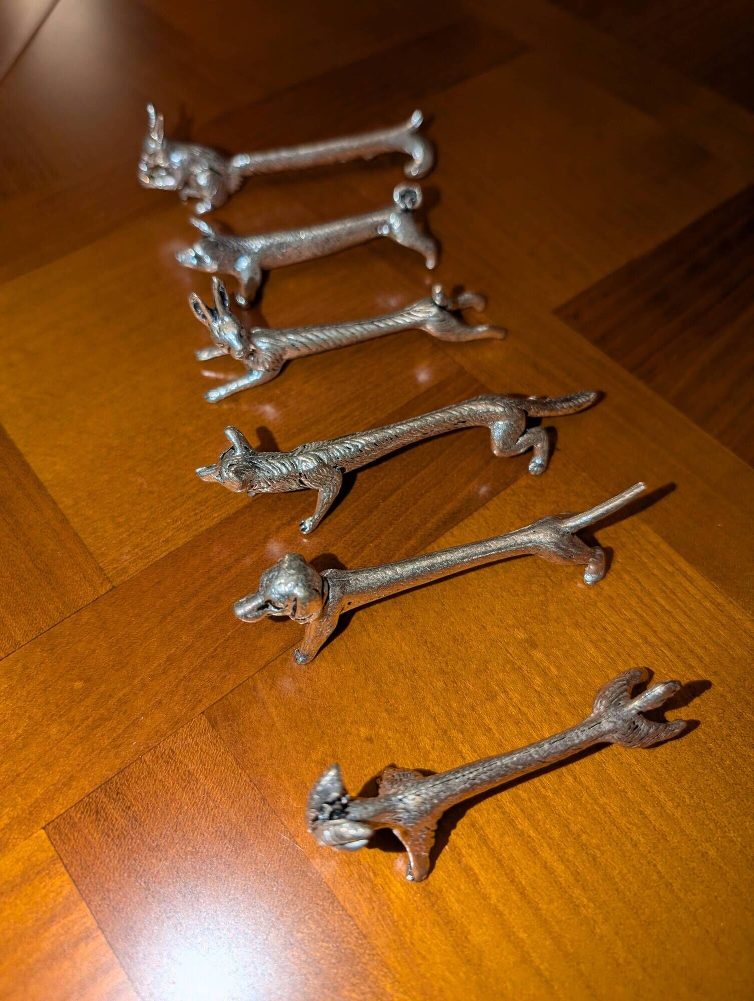 Set of 6 animal-shaped silver-plated knife rests