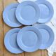 6 vintage sky blue faience dessert plates – Provençal coastal style