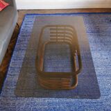 Large smoked glass bamboo coffee table from the 60s