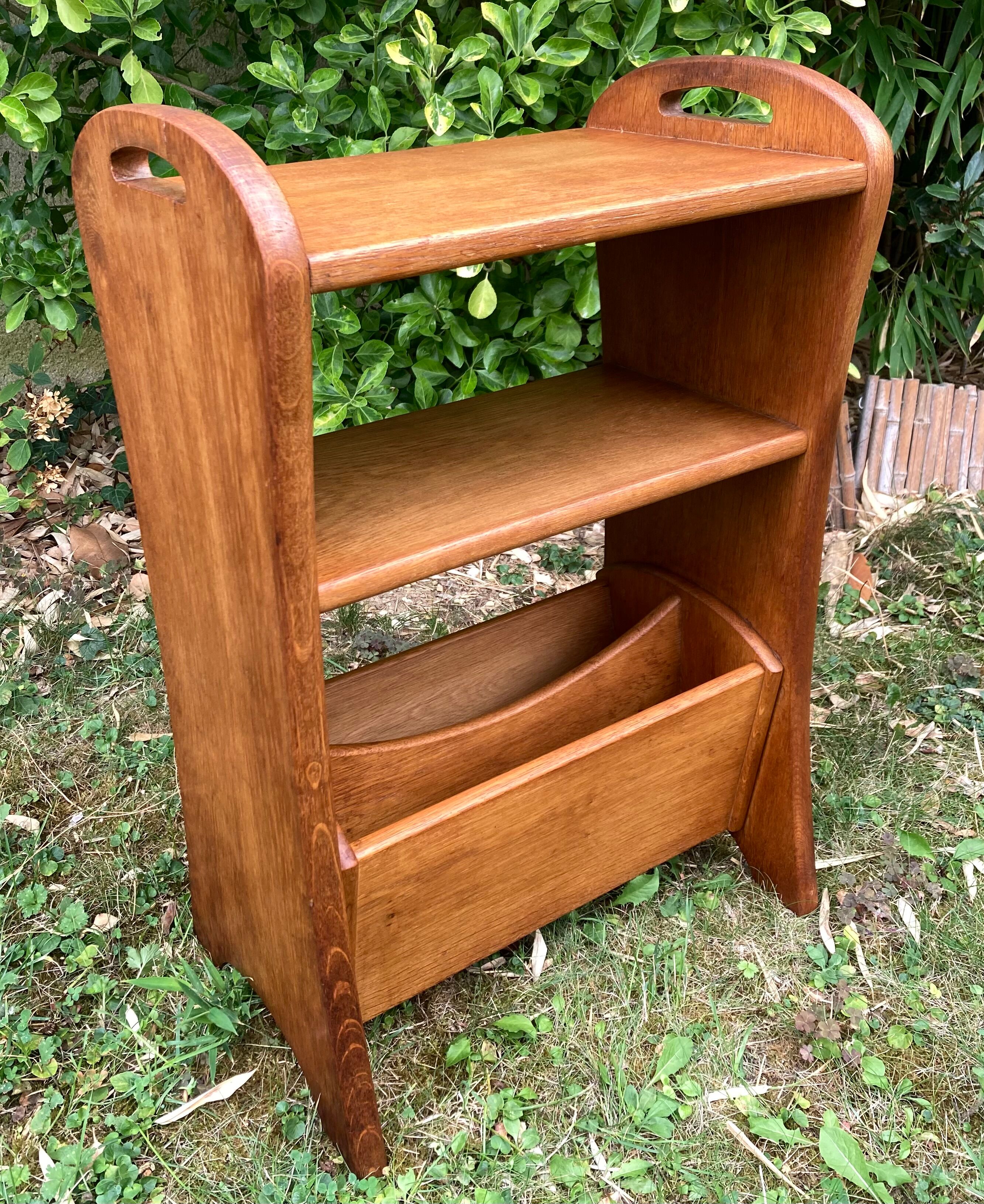 Magazine holder end of sofa 40s oak