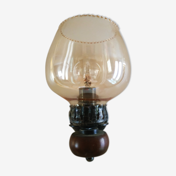 Glass and wood vintage wall light