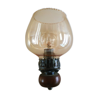 Glass and wood vintage wall light