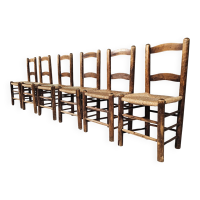 Chaises de salle à manger de style fermier, Espagne 1970s